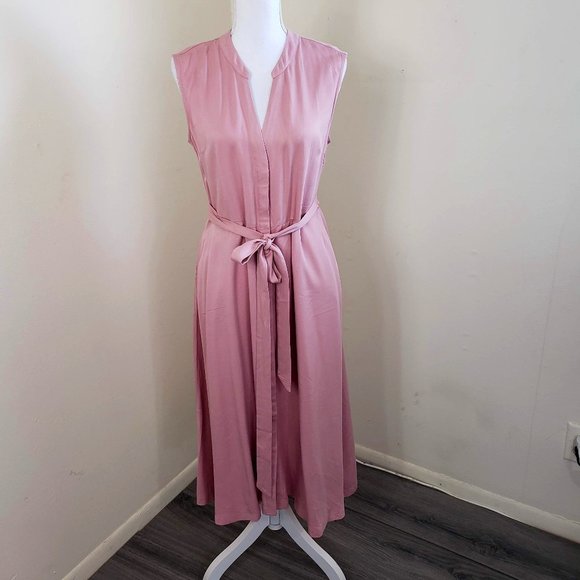 CAARA Dresses & Skirts - CAARA Sleeveless Belted Midi Shirt Dress Blush Pink Size Medium